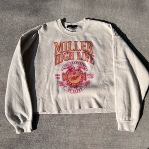 Junk Food Clothing Los Angeles miller high life beer cropped sweatshirt fleece
